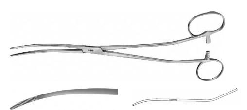 КОРНЦАНГ ДЛЯ ПЕРЕВ'ЯЗКИ МАТКИ БОЦМАН-ДУГЛАС, S-ПОДІБНИЙ, ВИГНУТИЙ, 260 ММ